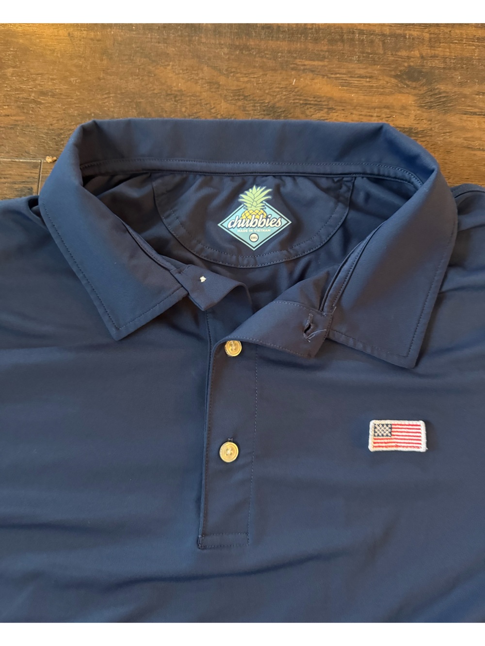 Chubbies Golf XXL Blue Polo Shirt Performance American Flag